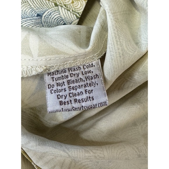 LUAU Medium Silk Shirt Limited Edition Hawaiian Aloha Short Sleeve‎ Green Blue - Picture 7 of 7